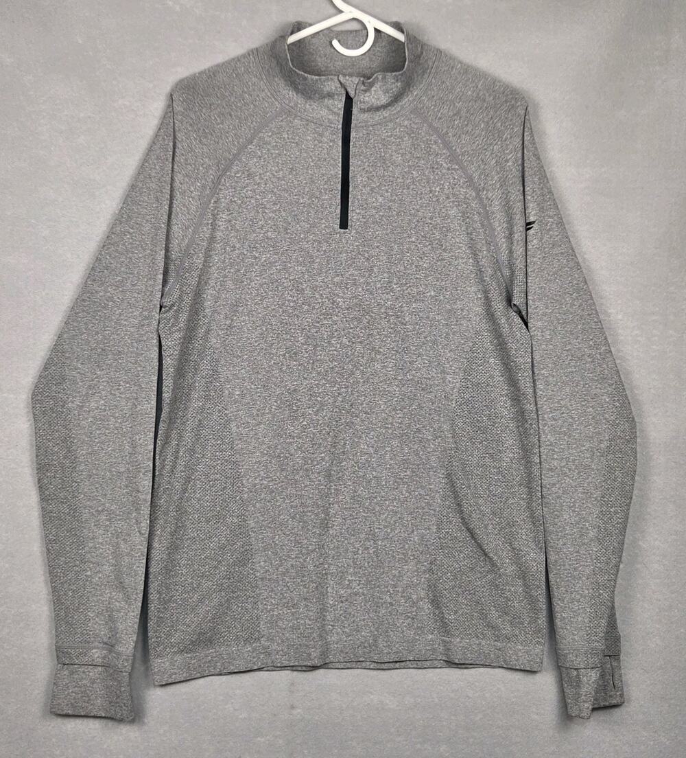 Fabletics Performance Long Sleeve Shirt Mens Medium Gray 1/4 Zip Long Sleeve